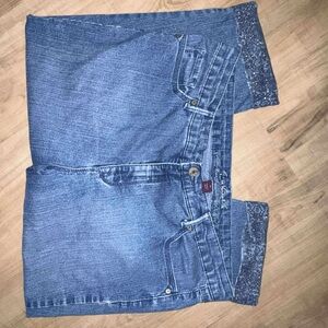 Gloria Vanderbilt Blue Denim Shorts with Embellished Waistband